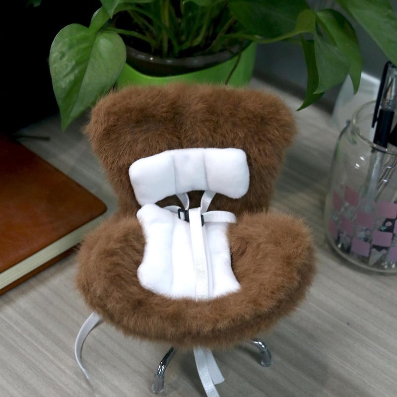 Walant Doll Car Seat Compatible with Labubu, Chair for 10-17cm Dolls - Adjustable Safety Strap, Air Vent Clip & Desktop Stand, Soft Cushion, Cute Car Ornament Gift for Collectors & Fans (Brown) - Image 2